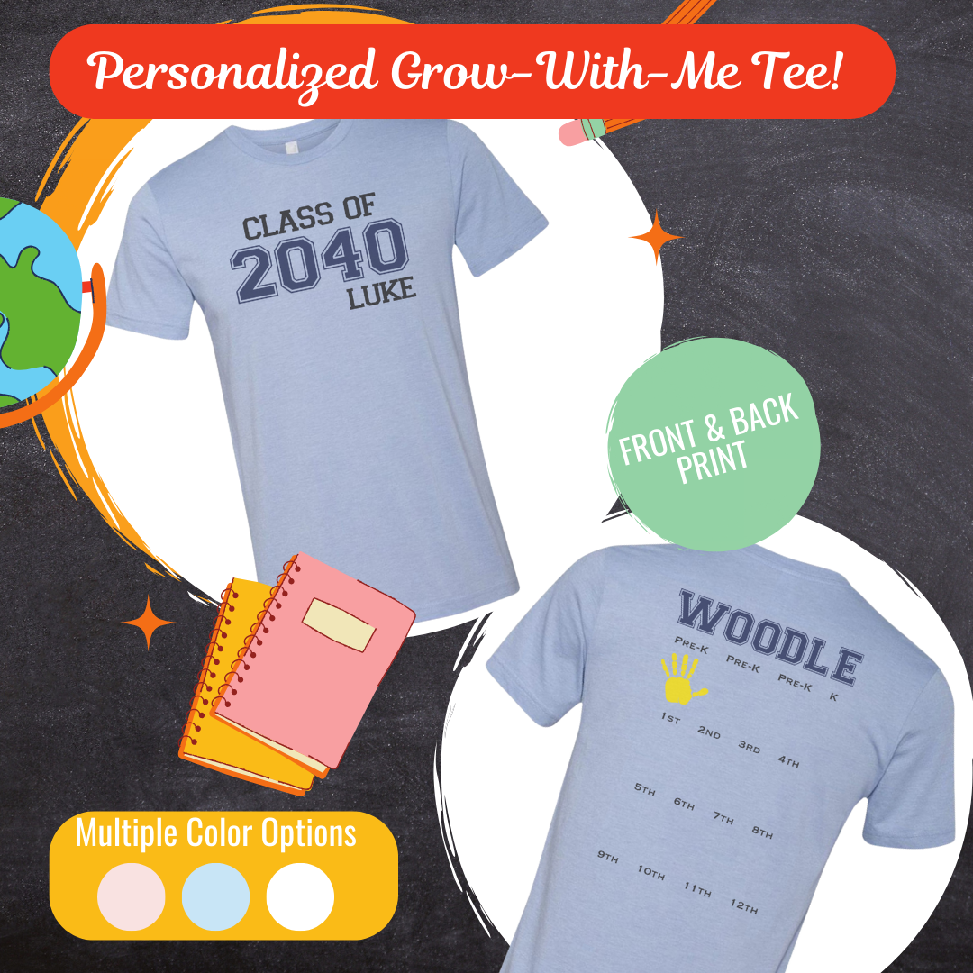 Personalized Grow With Me Tee for First Day of School