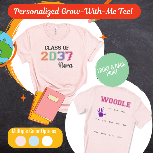 Personalized Grow With Me Tee for First Day of School