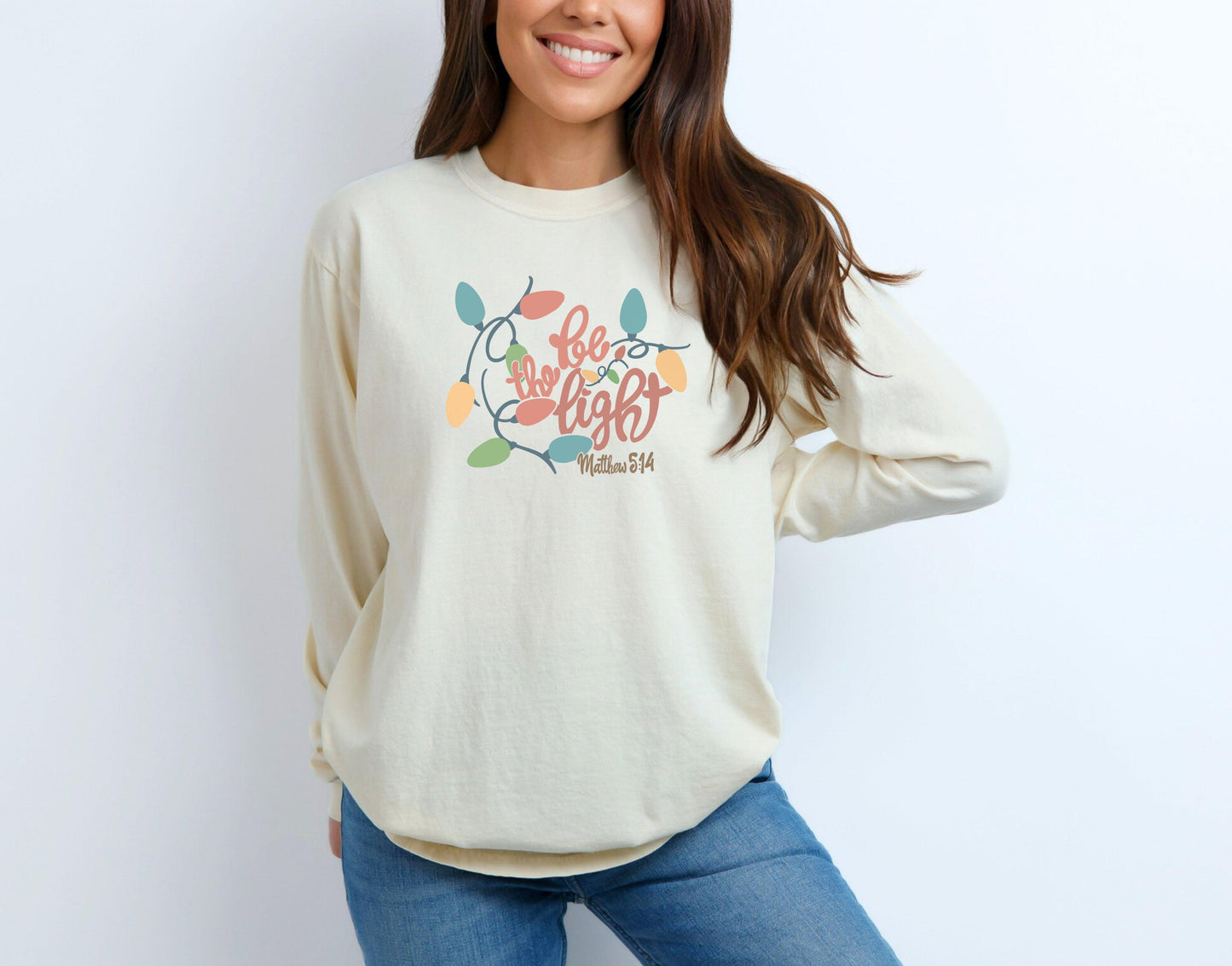 Be the Light Christmas Lights Long Sleeve Tee