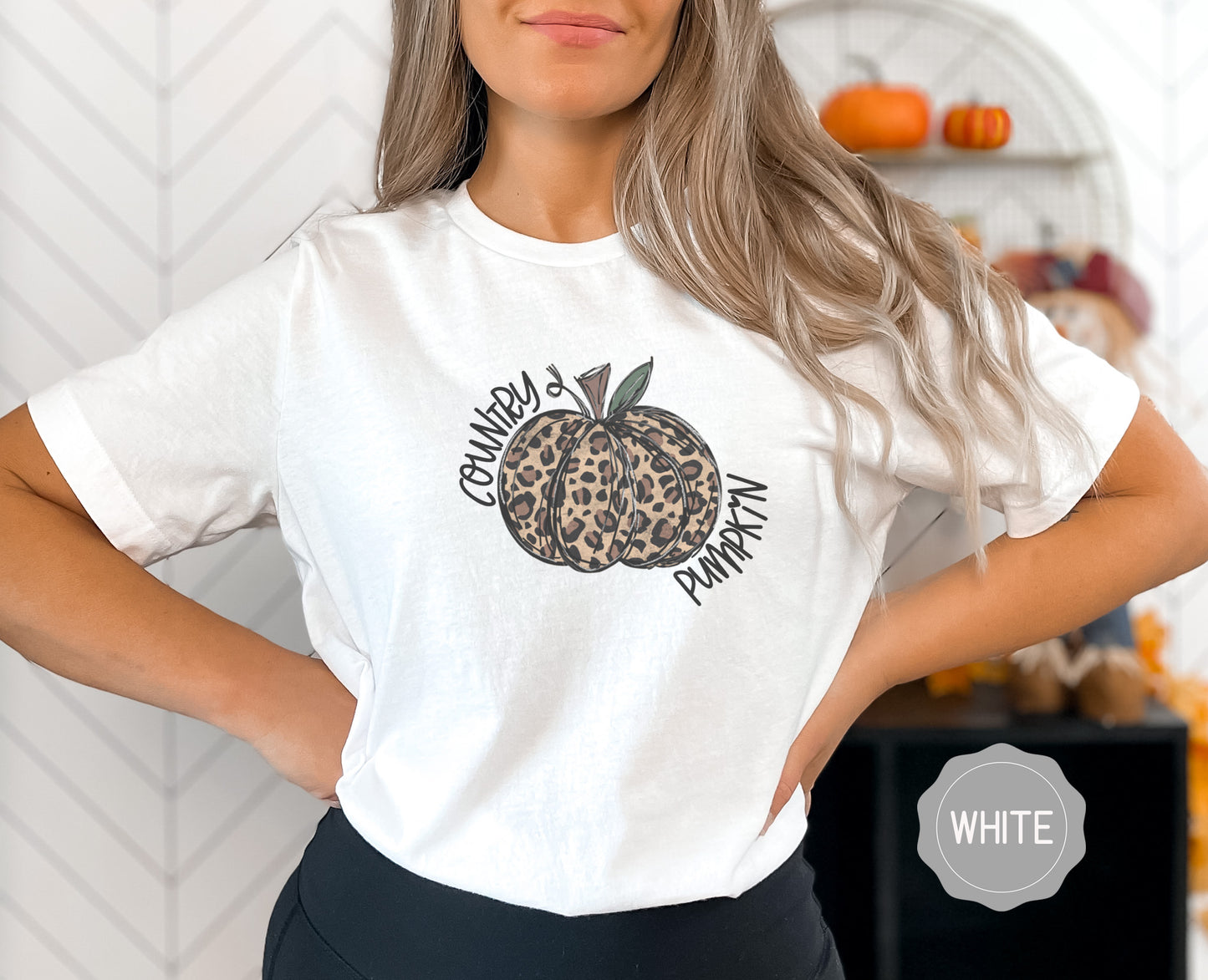 Country Pumpkin Leopard Print Tee