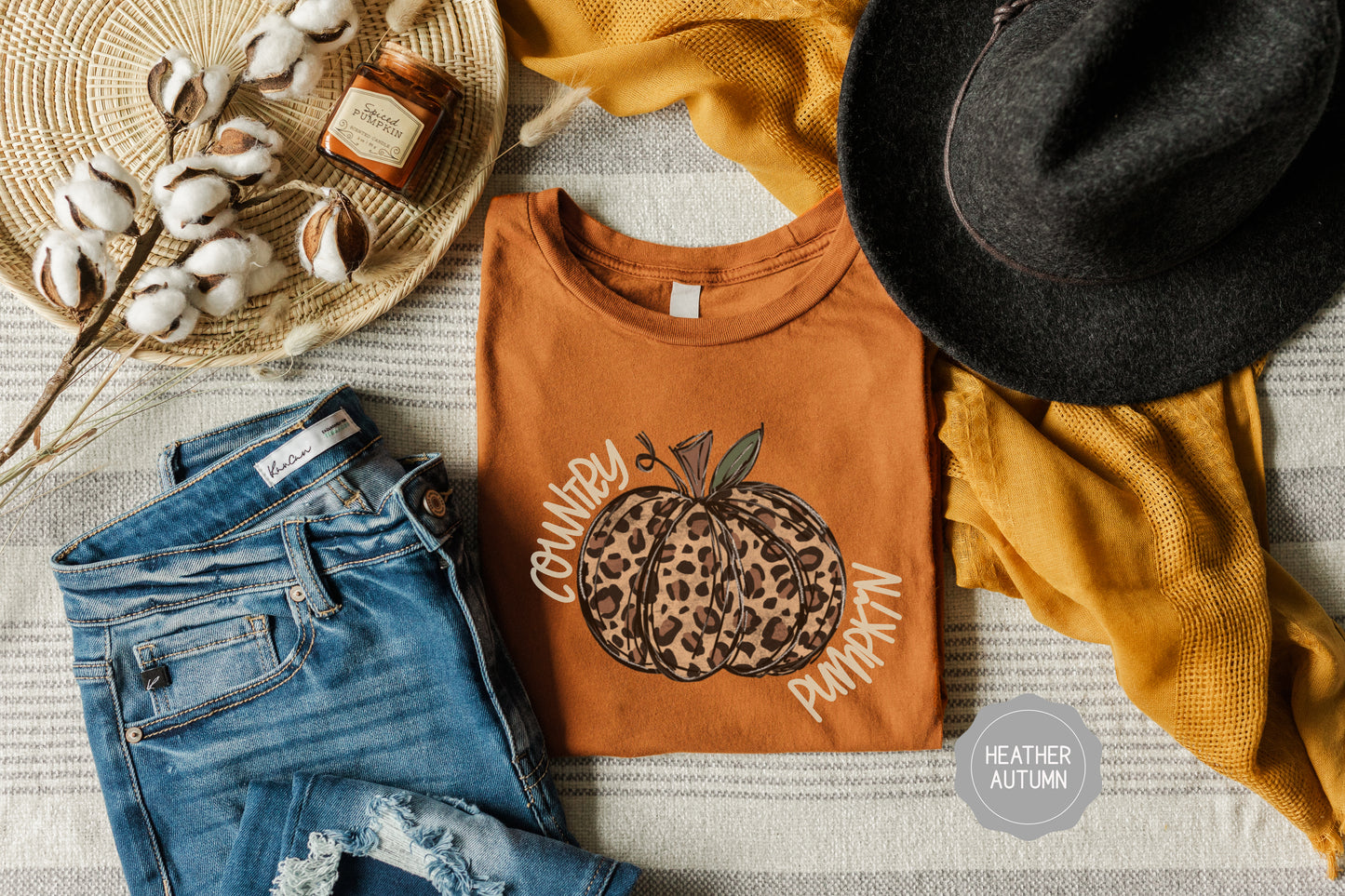 Country Pumpkin Leopard Print Tee