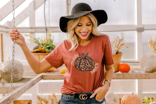 Country Pumpkin Leopard Print Tee