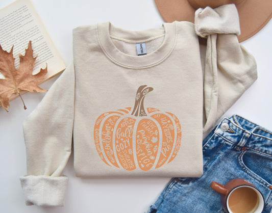 Fall Word Art Pumpkin Shirt