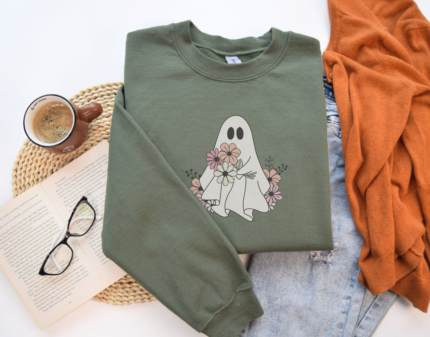 Cute Ghost with Flowers Shirt