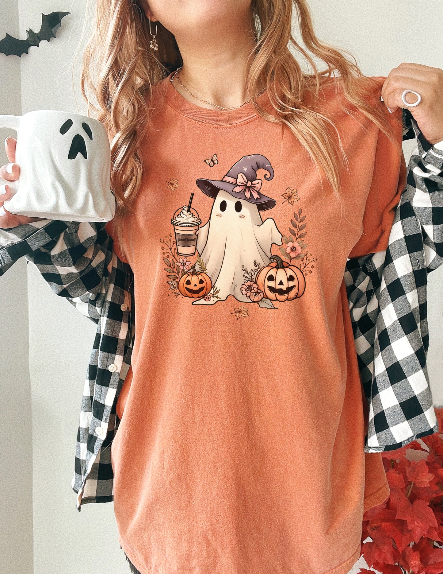 Ghost with Iced Coffee Comfort Colors Tee