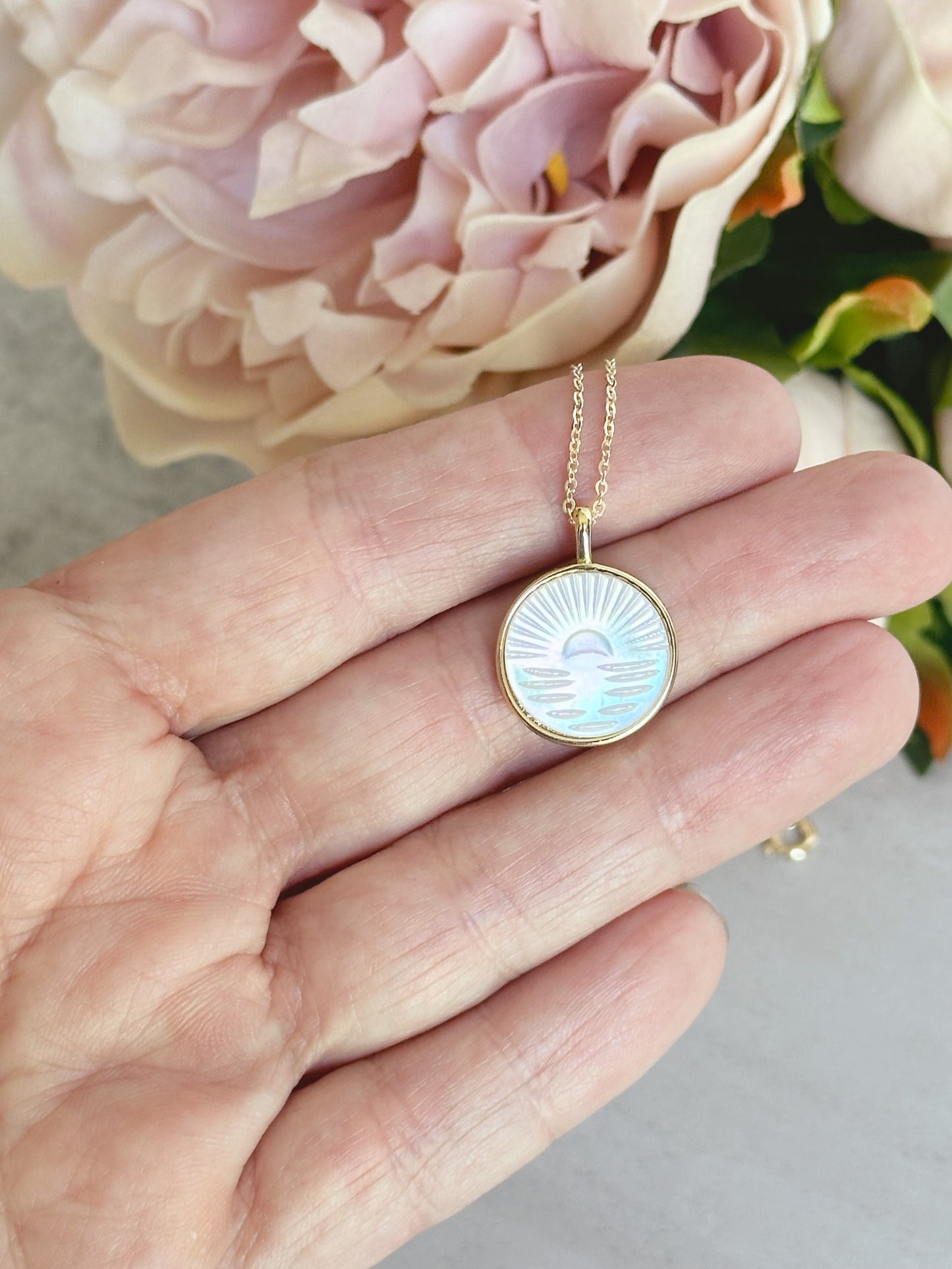 Mother of Pearl and Gold Sunrise Necklace