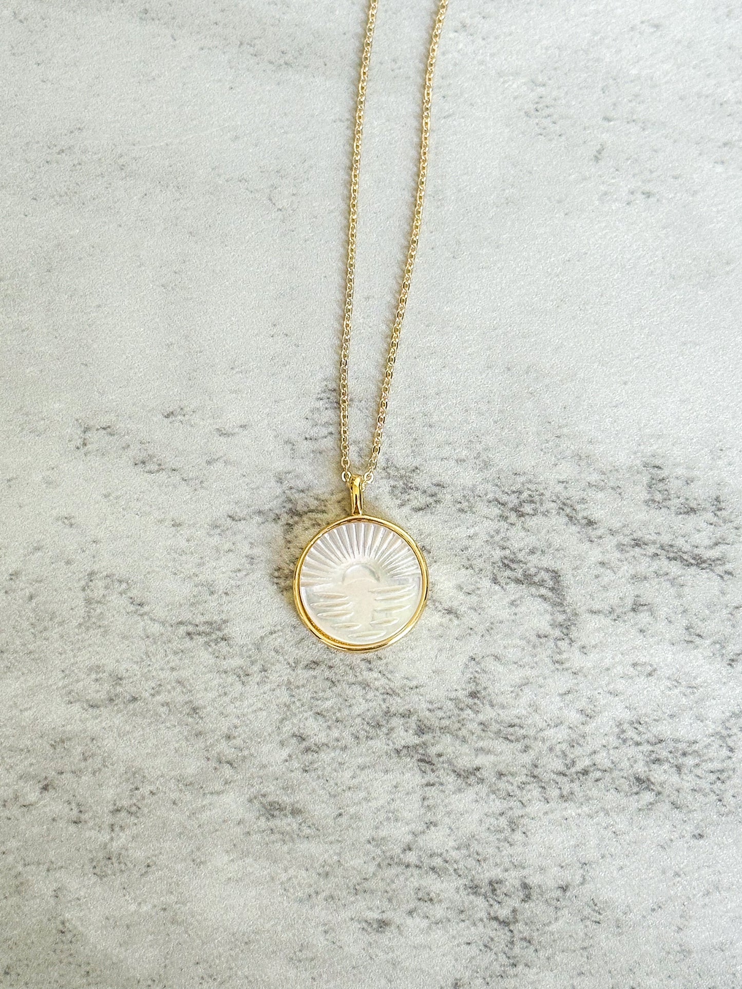 Mother of Pearl and Gold Sunrise Necklace