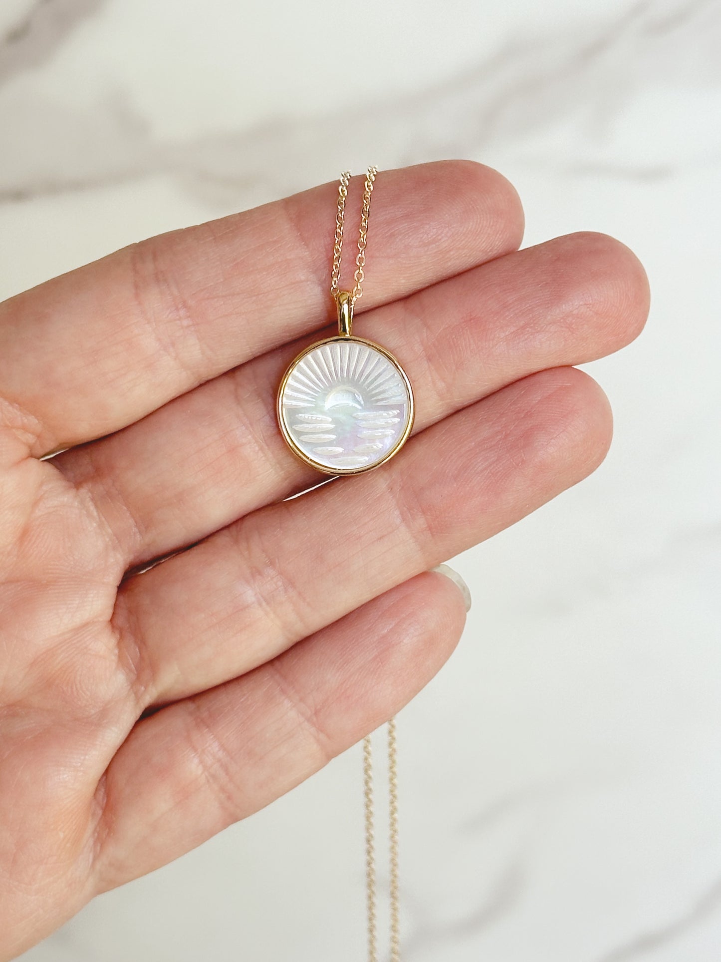 Mother of Pearl and Gold Sunrise Necklace