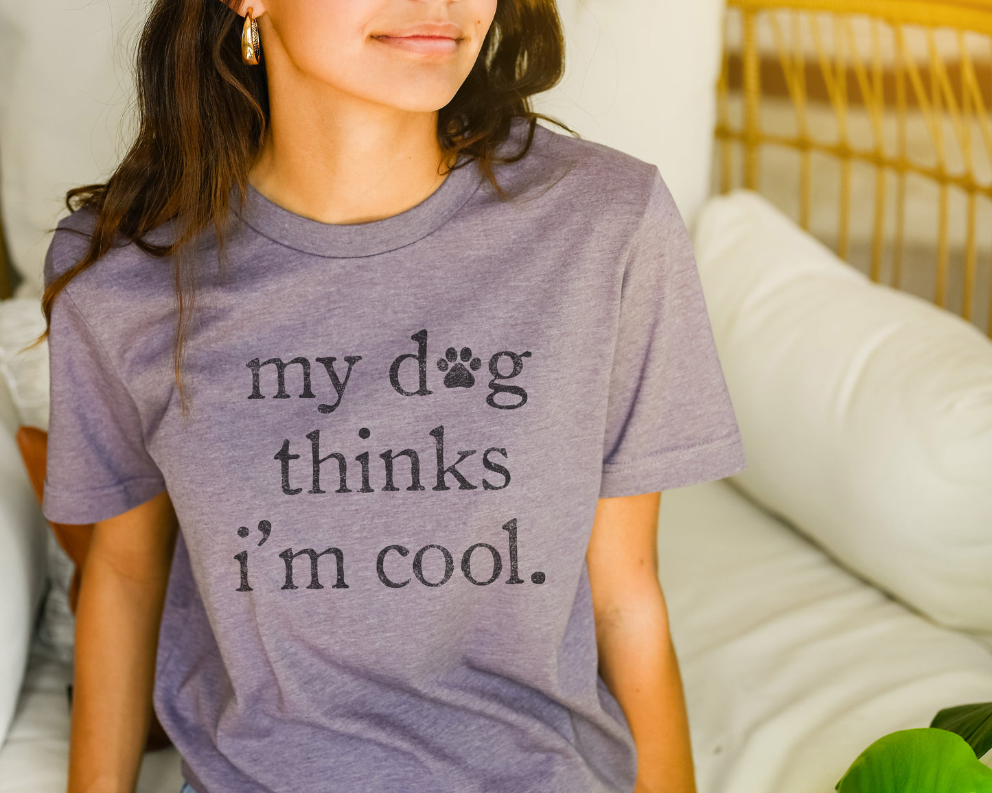 My Dog Thinks I'm Cool tee with paw print