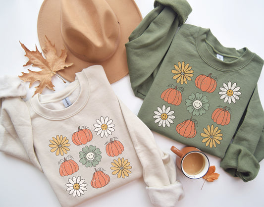 Pumpkins and Daisies Fall Shirt