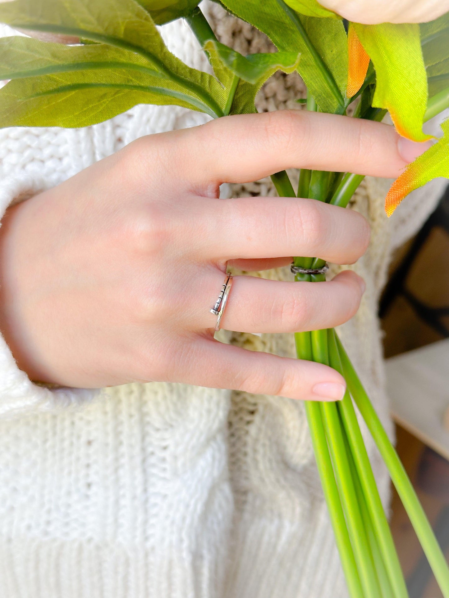 Sterling Silver Sideways Nail Ring