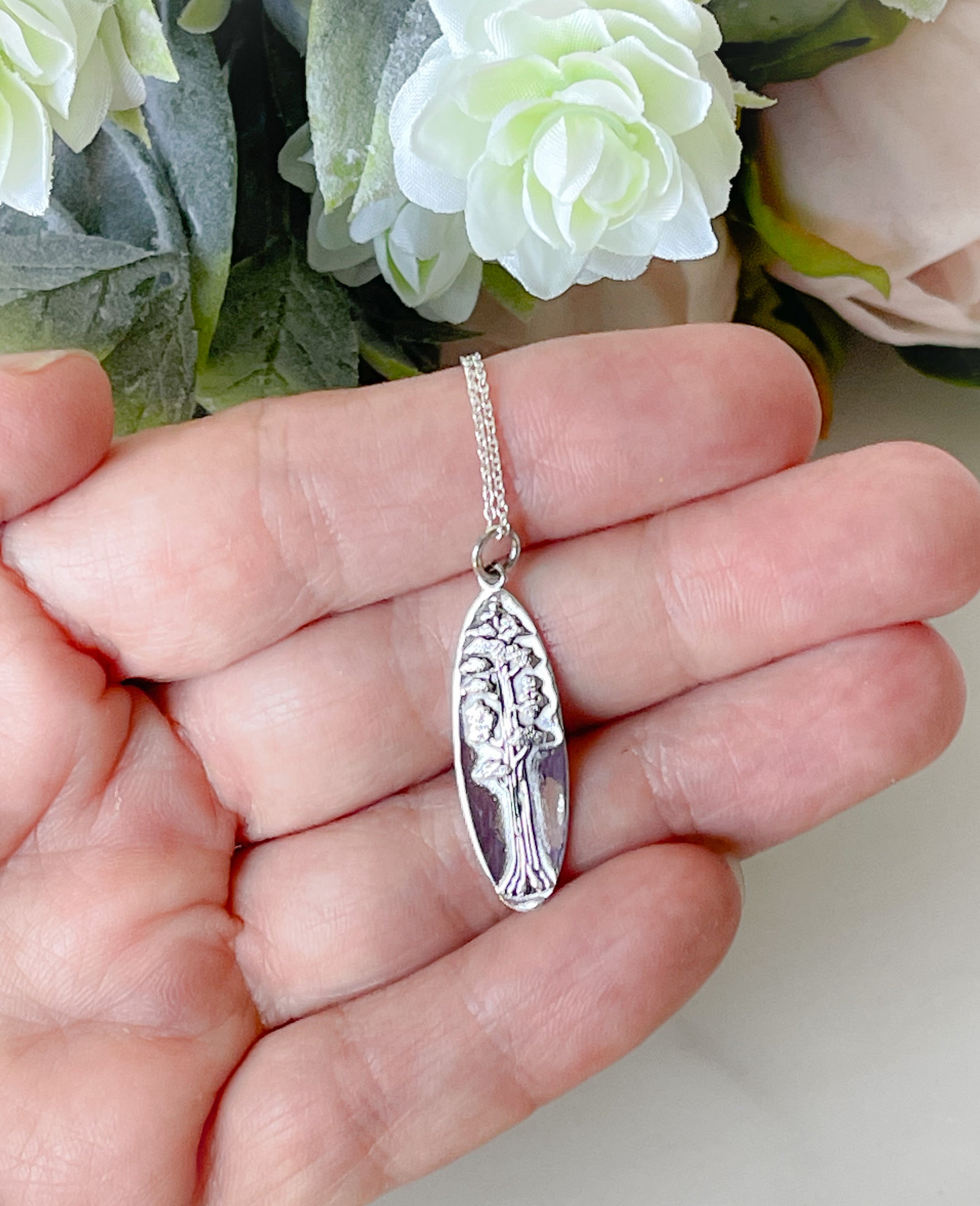 Mighty Sequoia Tree Oval Necklace Sterling Silver Default Title MWS Options 3464269873